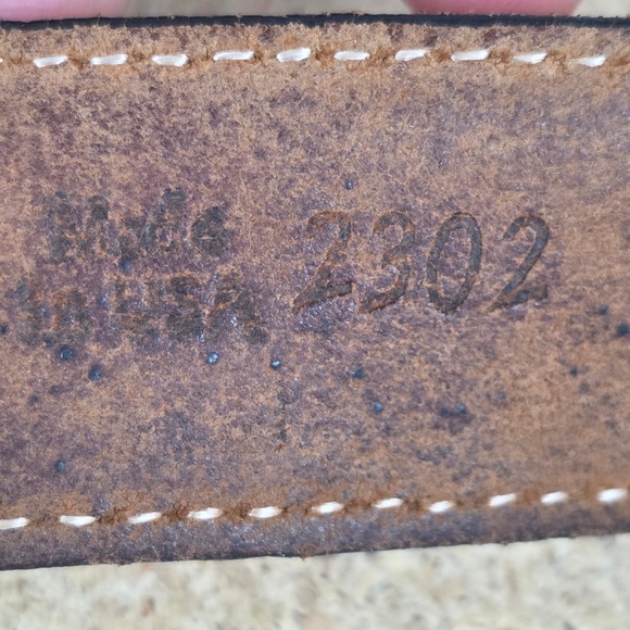 Vintage Brown Oil Tanned Leather Western boho Belt Turquoise Buckle‎ USA 36 main image 6